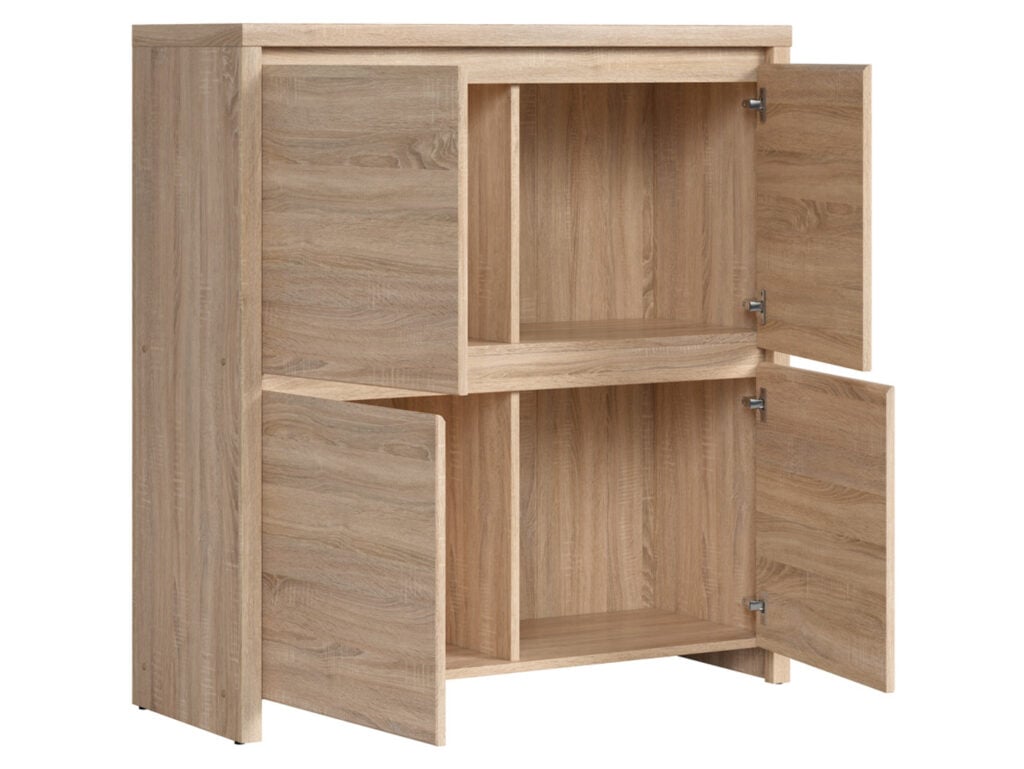 Sideboard Square Cabinet Living Room Bedroom Storage Sonoma Oak Modern Compact Unit - Kaspian