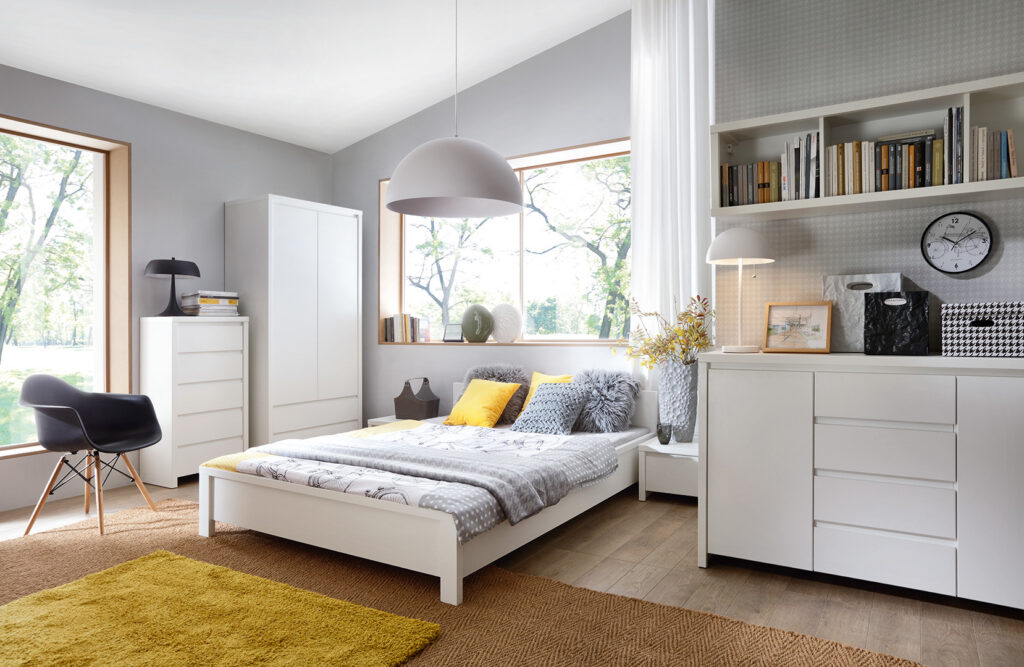 White Tallboy Chest of Drawers 5 Drawer Tall Slim Storage Modern Handless Bedroom Living Room Unit - Kaspian