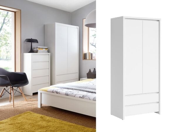 two door wardrobe white double bedroom storage handleless