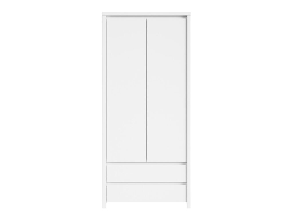White Double Wardrobe Modern Two Door Bedroom Storage with Drawers Handleless Design - Kaspian