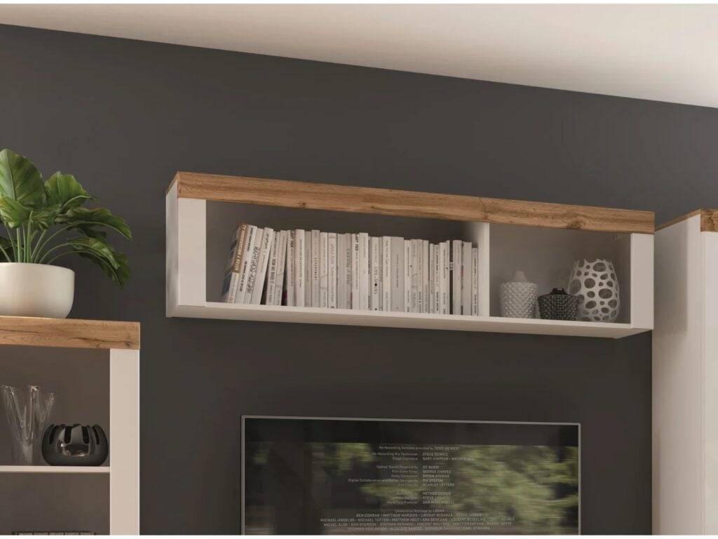 Wall Mounted Bookshelf Cabinet Display Shelf White Storage Panel Living Room Bedroom Unit Scandi - Holten