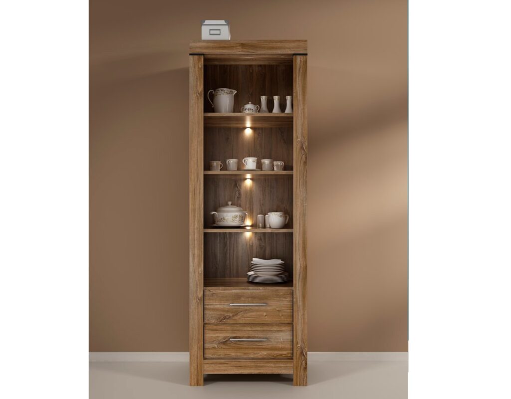 Modern Living Room Furniture Set 4 Piece Farmhouse Style with LED Lights Oak Effect - Gent