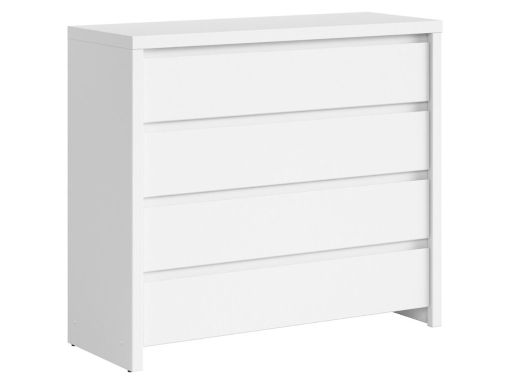 White Large Chest of Drawers Modern 4 Drawer Storage Bedroom Living Room Unit 105cm - Kaspian