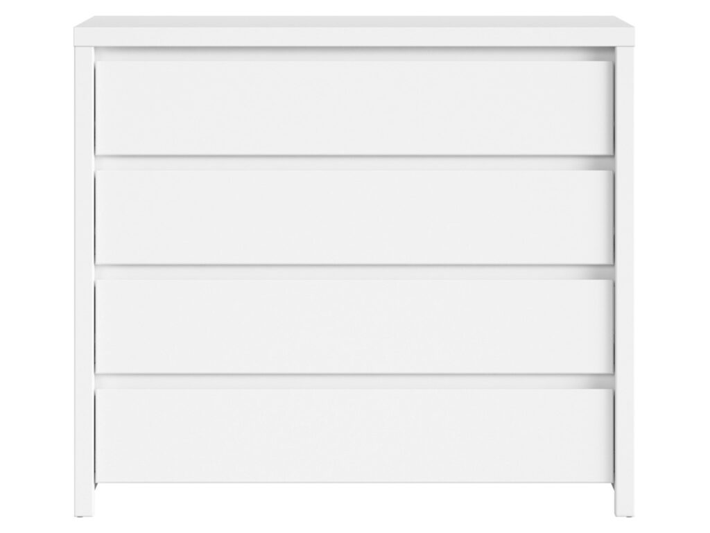 White Large Chest of Drawers Modern 4 Drawer Storage Bedroom Living Room Unit 105cm - Kaspian