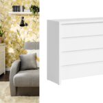 white 4 drawer chest of drawers bedroom living room storage