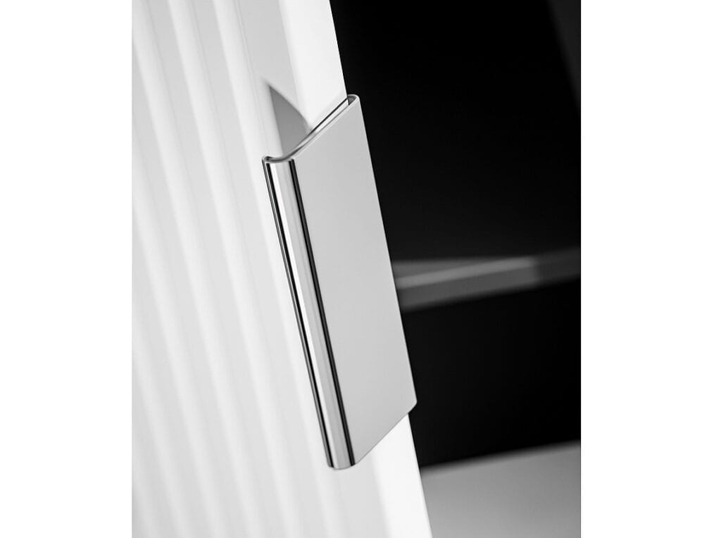 Tall Bathroom Cabinet White Slim Narrow Storage Unit Ribbed Fluted Door Floating Furniture - Adel