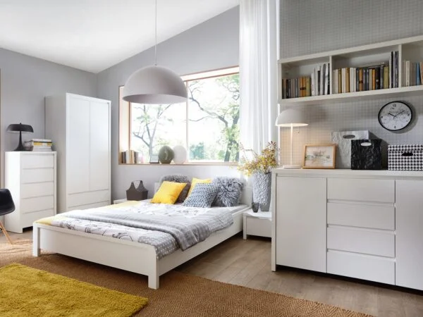 white king size bedroom furniture set with triple wardrobe bed frame sideboard modern handless