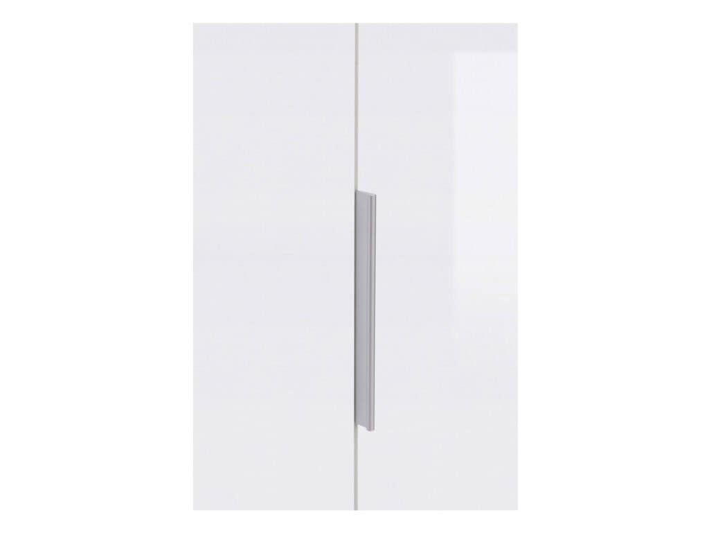 2 Door Wardrobe with Drawers Double Wardrobe White Gloss and Oak Effect 90cm - Zele