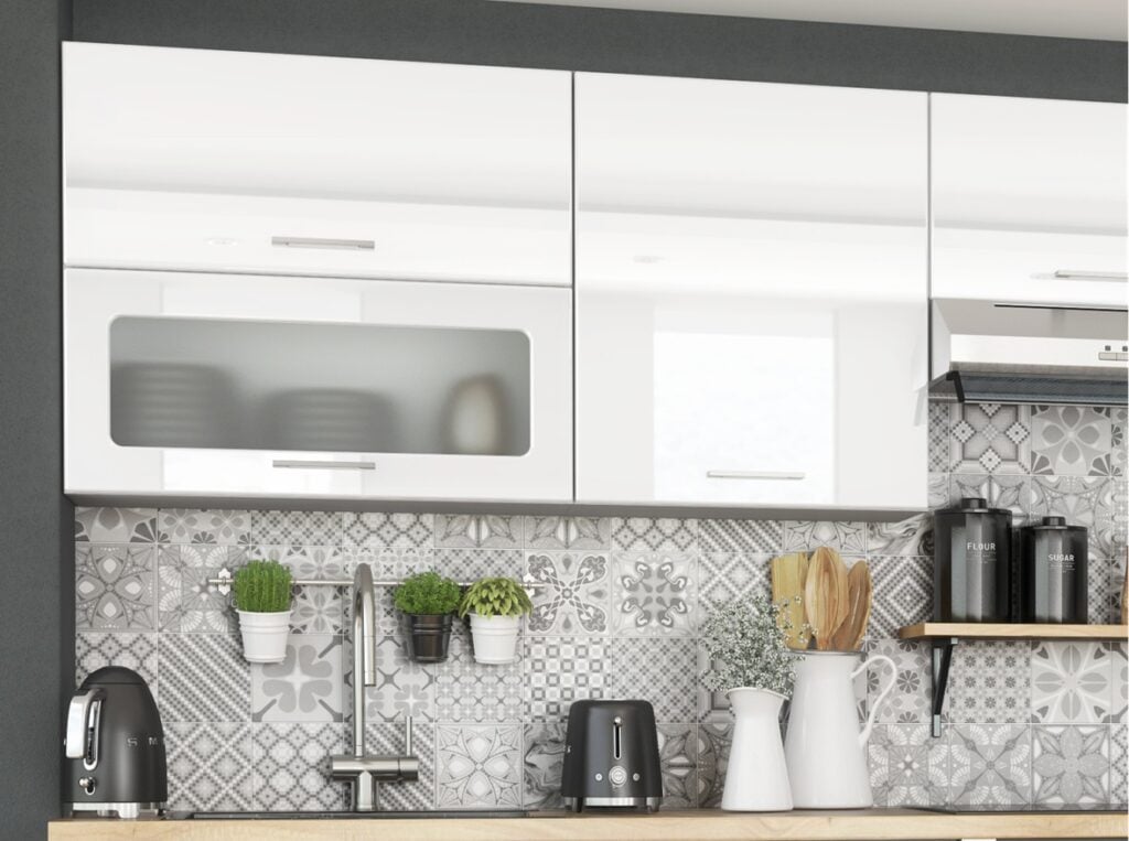 Modern Kitchen Cabinets Cupboards Set of 7 Units White High Gloss Complete 240cm Kitchen - Ella