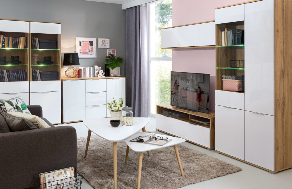 White Gloss Sideboard with Drawers Dresser Cabinet 4 Drawer Oak Storage Living Room Bedroom Unit 135cm - Zele