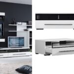 white gloss small tv unit tv cabinet with drawer black handle modern bench fever