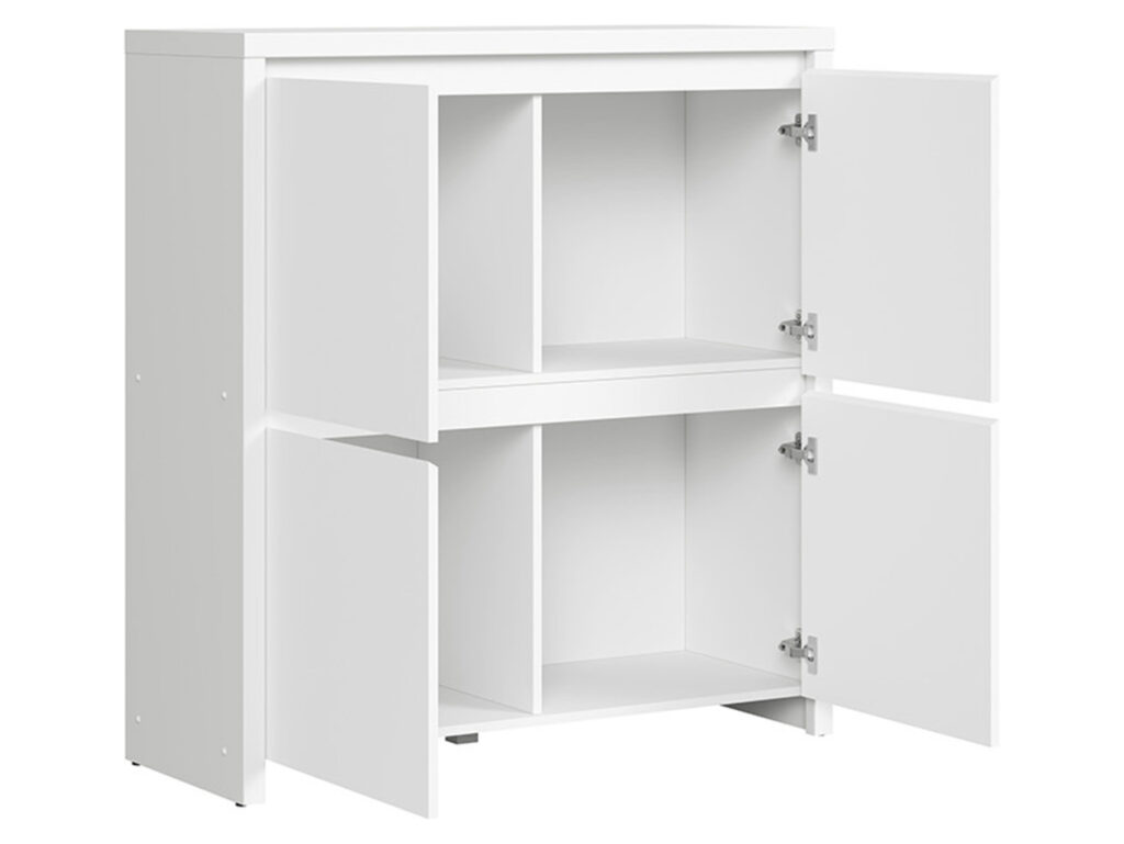 Sideboard Small White Compact Square Storage Cabinet Modern Living Room Furniture - Kaspian