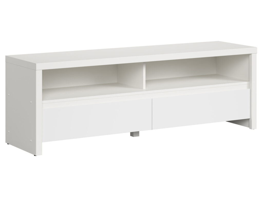 White TV Unit with Storage Modern TV Cabinet Entertainment Stand with Drawers Media Unit - Kaspian