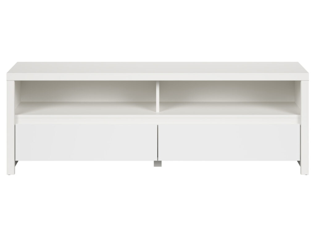 White TV Unit with Storage Modern TV Cabinet Entertainment Stand with Drawers Media Unit - Kaspian
