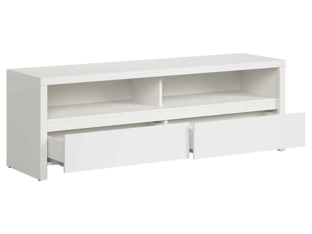 White TV Unit with Storage Modern TV Cabinet Entertainment Stand with Drawers Media Unit - Kaspian