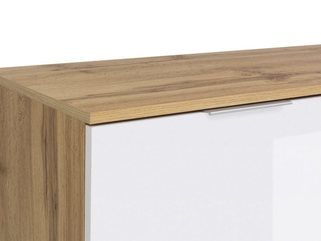 White Gloss Corner Wardrobe L Shaped Single Wardrobe with Rail Modern Compact 1 Door Oak Bedroom Storage - Zele