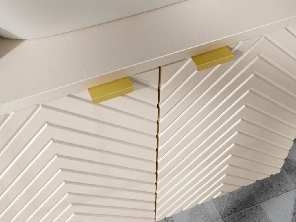 Bathroom Furniture Set 800mm Vanity, Sink and Tallboy Herringbone Cashmere Beige Wall Floating Cabinets - Cara