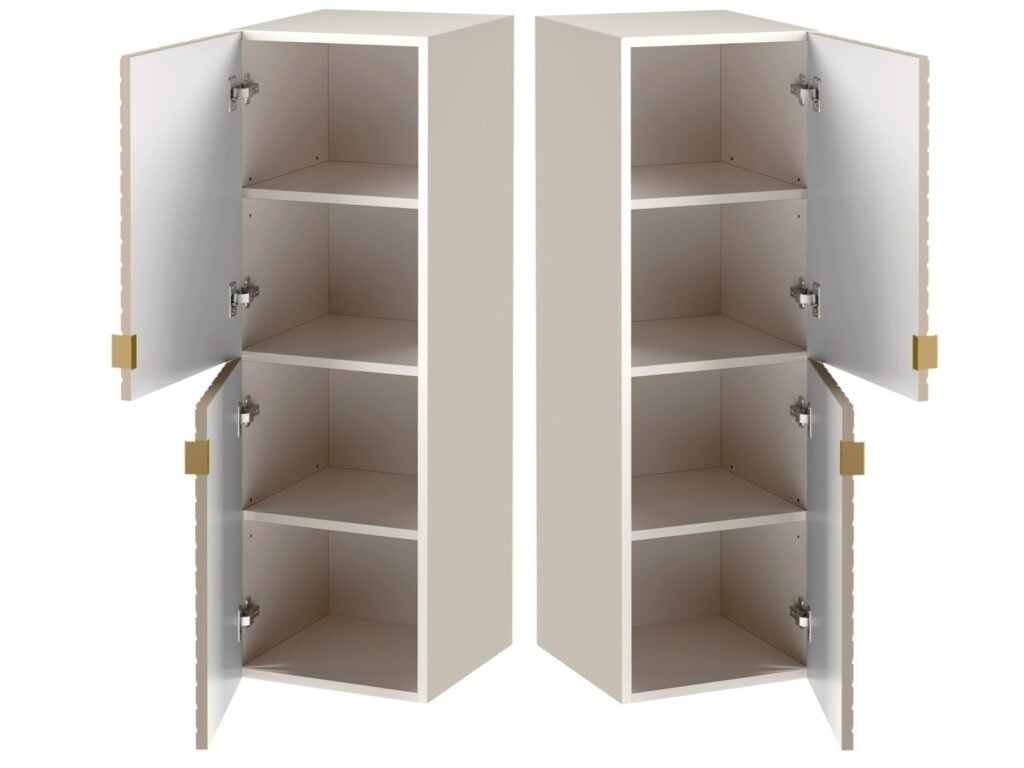 Bathroom Furniture Set 800mm Vanity Unit with Worktop and Tallboy Cabinet Ribbed Fluted Cashmere Beige - Cara