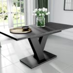 marble dining table Cari Black marble effect extending extendable table