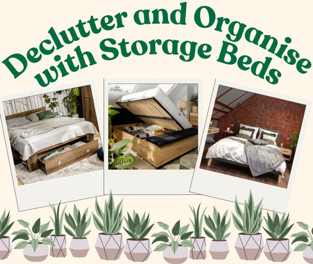Declutter and organsie with storage beds and ottoman beds title
