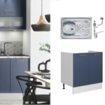 under sink kitchen cabinet with 800mm stainless steel sink, complete sink unit