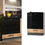 600mm oven housing unit with storage oak and grey kitchen cabinet clara