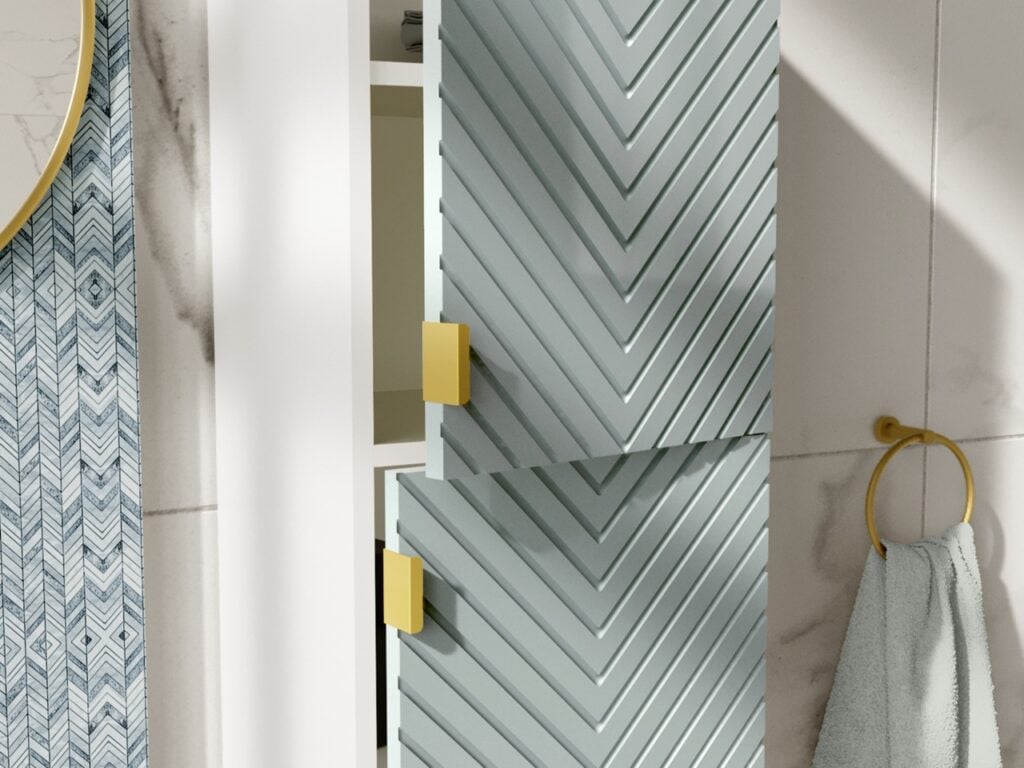 Bathroom Set 800mm Vanity Cabinet Sink Unit Floating Ribbed Fluted Soft Green with White Worktop - Cara