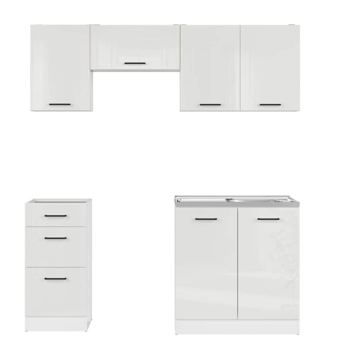 Kitchenette with Sink Fitted Kitchen Units 5 Cabinets White Gloss
