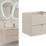 Bathroom Vanity Unit 600mm Wall Cabinet Floating 2 Drawer Cashmere Beige