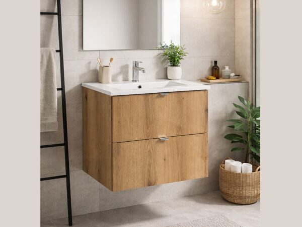 oak vanity unit 600mm with sink bathroom drawers vanity oak wall hung budget cabinet