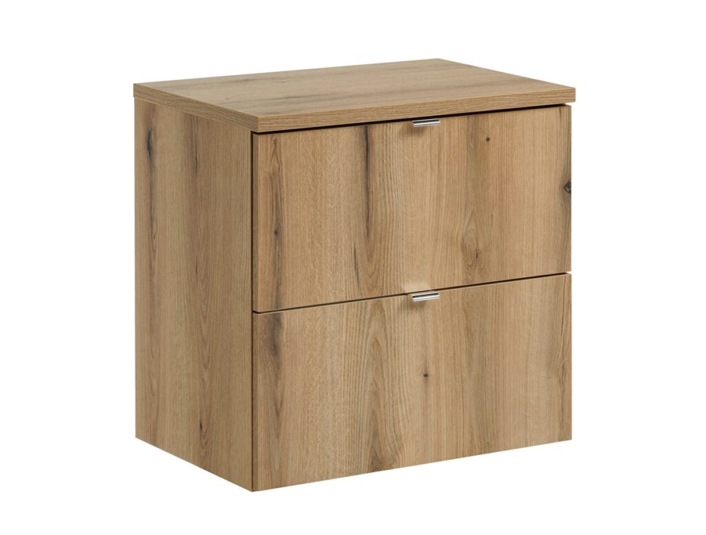 Counter Top Vanity Unit without Basin 600mm Wall Hung Oak Bathroom Cabinet Narrow Slim Floating Drawers - Nova