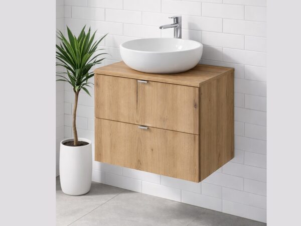 counter top vanity unit without basin 600mm drawer wall hung cabinet oak narrow slim design