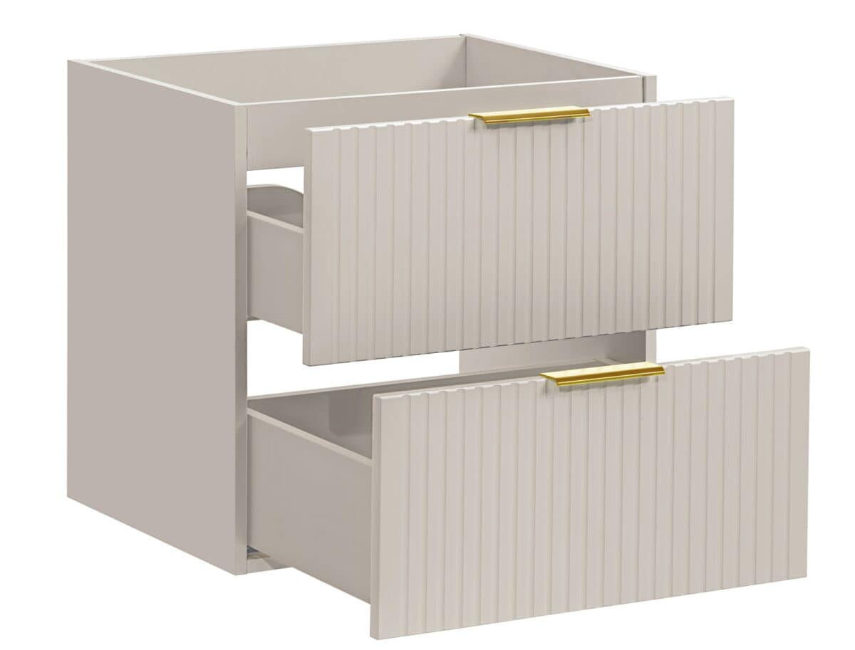Robur Ribbed Vanity Unit Bathroom Vanity Unit with Drawers 600mm Floating Beige Ribbed