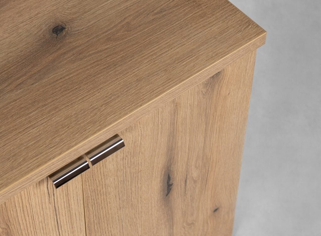 Bathroom Vanity Unit 600mm Wall Sink Cabinet Countertop Floating Two Soft Close Doors Coastal Oak Effect Nova