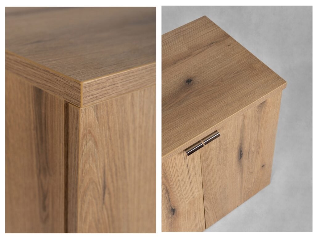 Bathroom Vanity Unit 600mm Wall Sink Cabinet Countertop Floating Two Soft Close Doors Coastal Oak Effect Nova
