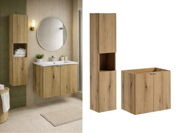 oak bathroom cabinets uk furniture set wall hung tallboy 600mm vanity unit budget