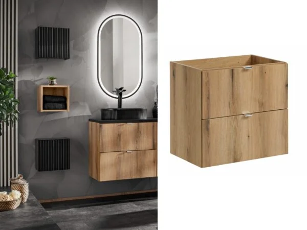 oak bathroom vanity unit 600mm drawer cabinet nova collage