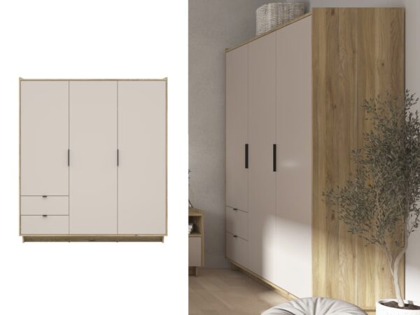 cashmere wardrobe three door triple wardrobe oak beige bedroom storage