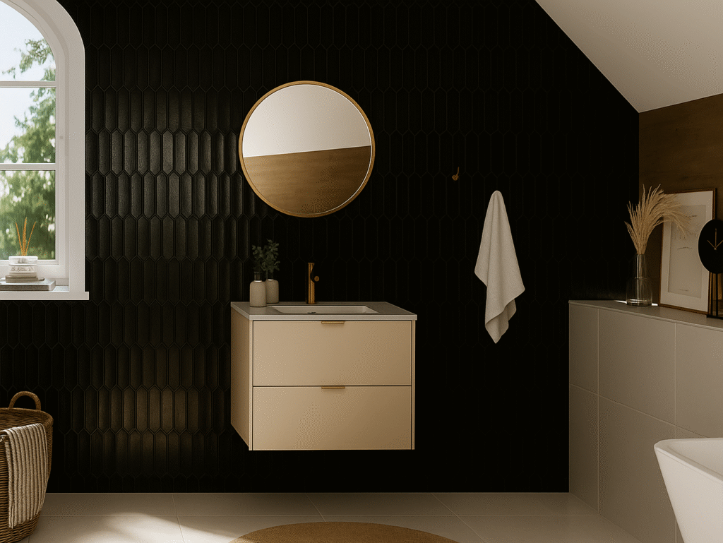 Bathroom Sink Cabinet with Drawers Beige Vanity Unit with 600m Ceramic Sink Floating Wall Drawers Cashmere - Dalia
