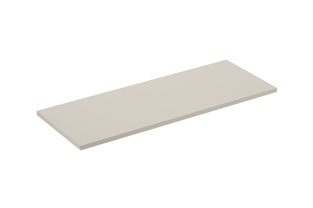 Bathroom Double Vanity Unit 4 Drawer Beige Floating Wall Sink Cabinet 120cm Countertop Fluted Fronts - Adel