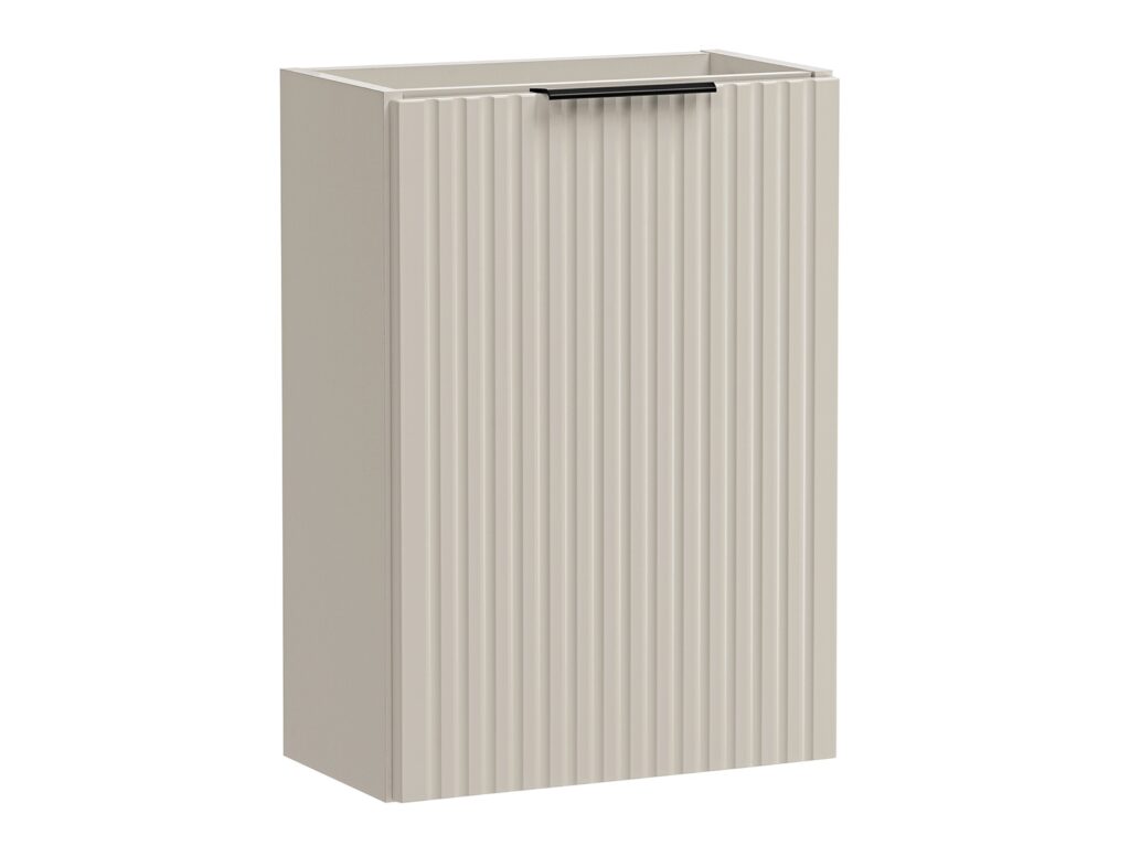 Wall Hung Cloakroom Vanity Unit Slimline Cashmere Beige Fluted 400mm Small Bathroom Sink Cabinet - Adel