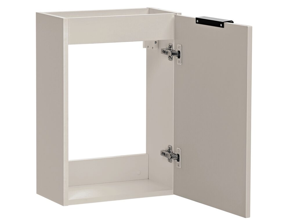 Wall Hung Cloakroom Vanity Unit Slimline Cashmere Beige Fluted 400mm Small Bathroom Sink Cabinet - Adel