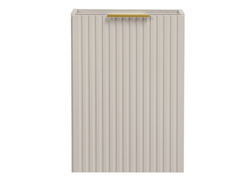 Wall Hung Cloakroom Vanity Unit Slimline Cashmere Beige Fluted 400mm Small Bathroom Sink Cabinet - Adel