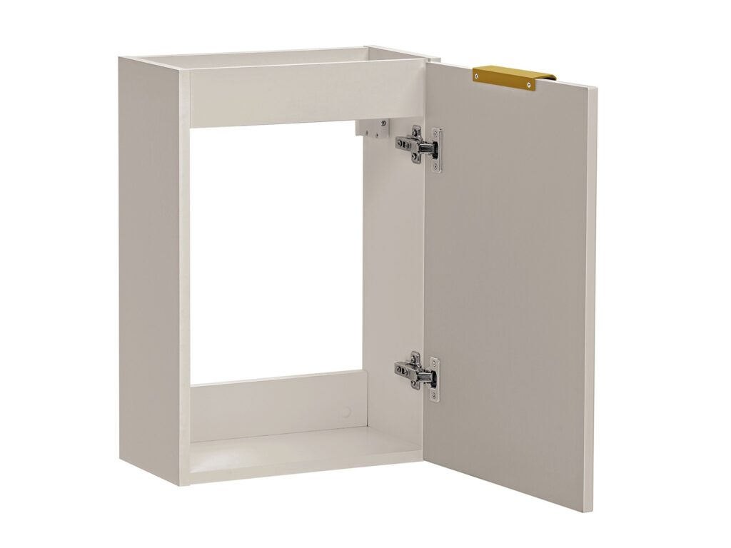 Wall Hung Cloakroom Vanity Unit Slimline Cashmere Beige Fluted 400mm Small Bathroom Sink Cabinet - Adel