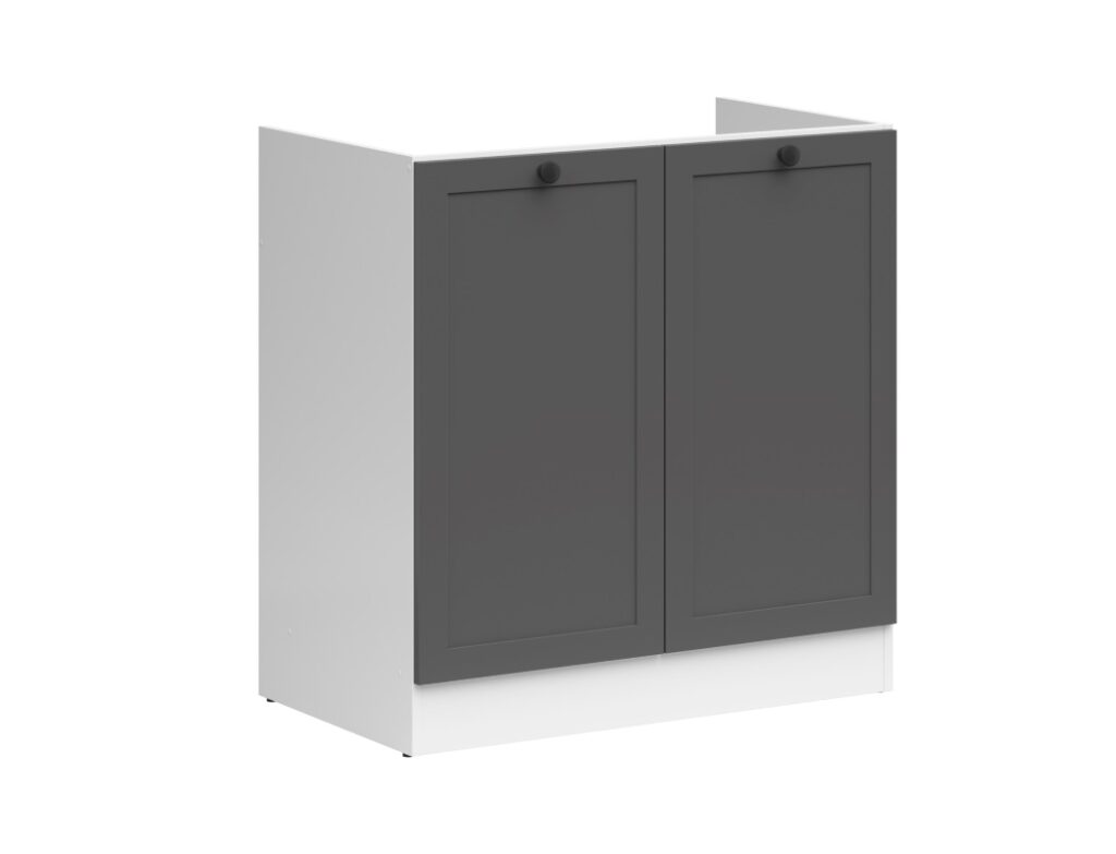 Kitchen Sink and Base Unit All in One Cabinet 800mm Sit On Sink Complete Freestanding Dark Grey Shaker - Junona