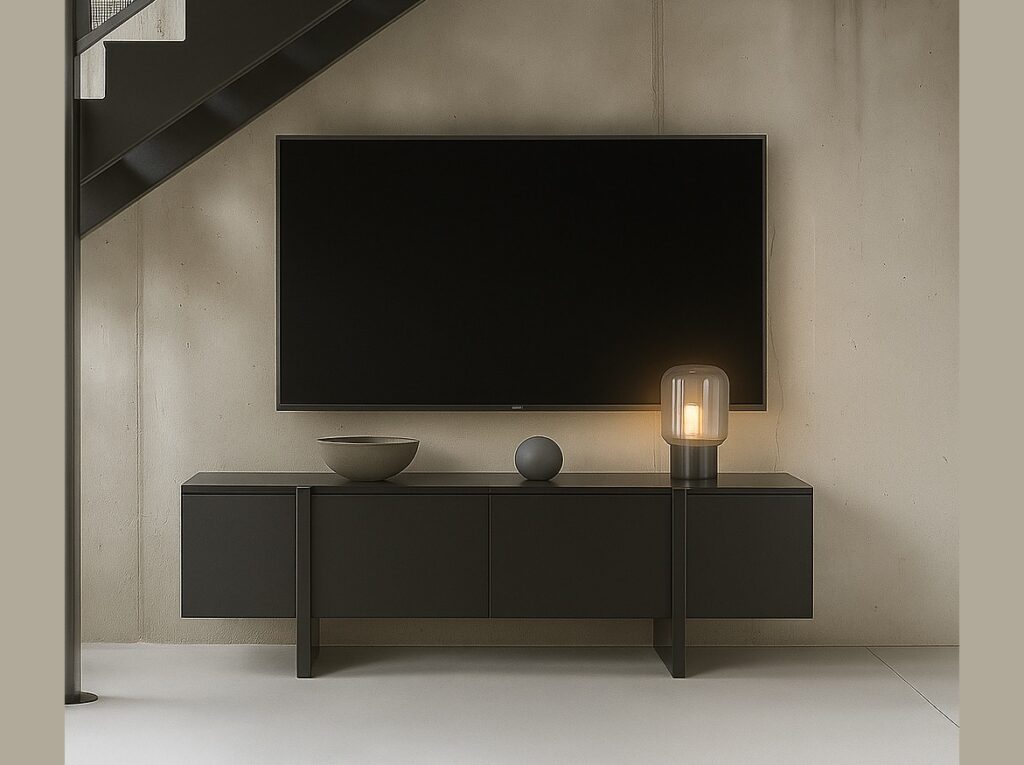 Large Black TV Unit 160cm Cabinet Modern Entertainment Stand with Doors for up to 65 inch TV - Kiznie