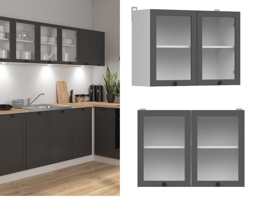 Kitchen Corner Set Cabinets Units Grey Shaker Modern Freestanding 11 Cupboards Complete DIY Fitted Kitchen - Junona