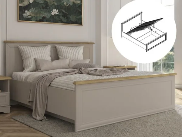 Ottoman Euro King Size 160cm Bedframe Cashmere beige mauvelle oak effect Anga Collage 3