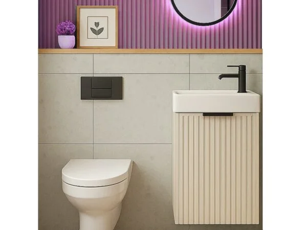 Adel Beige Bathroom Furniture – Magenta Walls Colour of the Year 2026