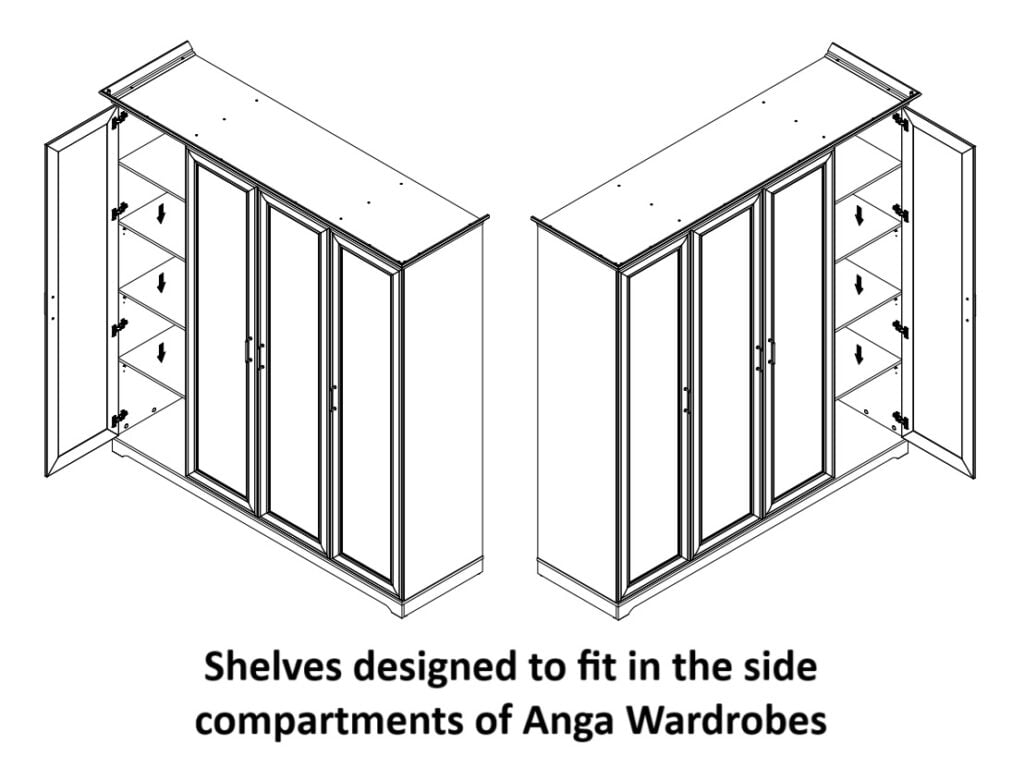 Wardrobe Shelving Inserts Set of 3 Shelves for Anga Quadruple Wardrobe Side Compartments Cashmere Beige - Anga